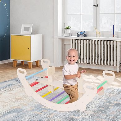 Costway 4-in-1 Rocking Horse Climber with Crawling Tunnel