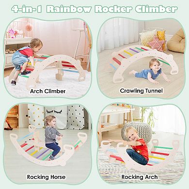 Costway 4-in-1 Rocking Horse Climber with Crawling Tunnel