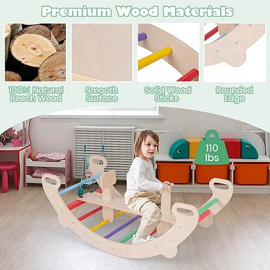Costway 4-in-1 Rocking Horse Climber with Crawling Tunnel