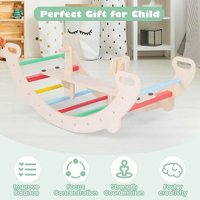 Costway 4-in-1 Rocking Horse Climber with Crawling Tunnel