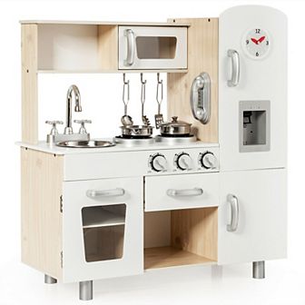 Costway Vintage Play Kitchen Cooking Set with Water Dispense