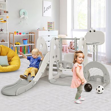 Costway 6-in-1 Toddler Slide and Swing Set Climber with Ball Games