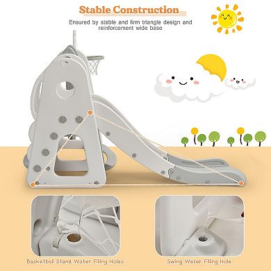 Costway 6-in-1 Toddler Slide and Swing Set Climber with Ball Games
