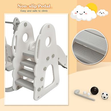 Costway 6-in-1 Toddler Slide and Swing Set Climber with Ball Games