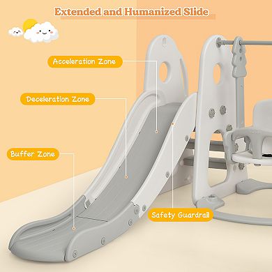 Costway 6-in-1 Toddler Slide and Swing Set Climber with Ball Games