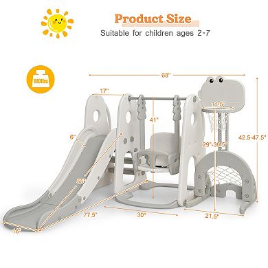 Costway 6-in-1 Toddler Slide and Swing Set Climber with Ball Games