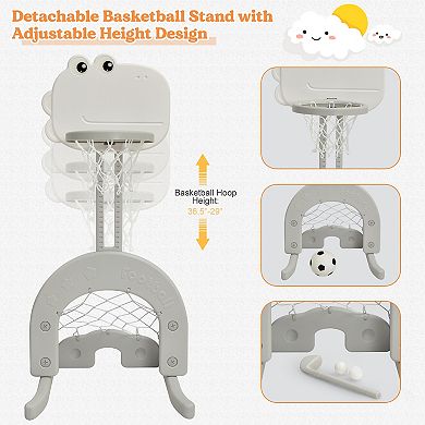 Costway 6-in-1 Toddler Slide and Swing Set Climber with Ball Games