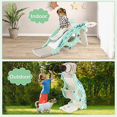Costway 4-in-1 Slide Rocking Toy with Basketball Hoop