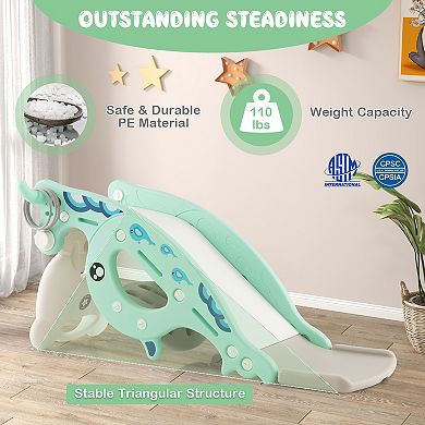 Costway 4-in-1 Slide Rocking Toy with Basketball Hoop