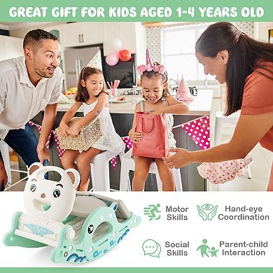 Costway 4-in-1 Slide Rocking Toy with Basketball Hoop