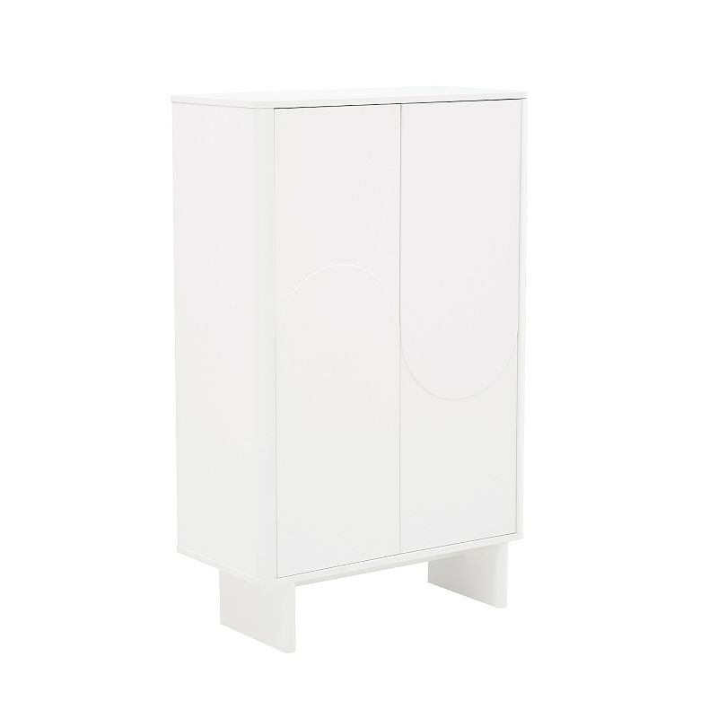 MANHATTAN COMFORT Ella Modern 3-Shelf Accent Cabinet, White