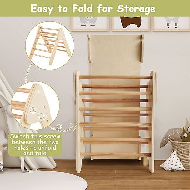 Costway 3-in-1 Kids Climber Set Wooden Play Arch with Slide and Climbing Ramp
