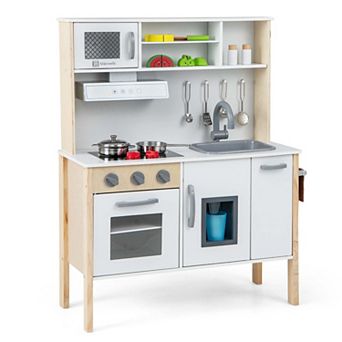 Costway Wooden Kitchen Playset with Microwave & Accessories