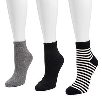 Women's MUK LUKS 3-Pack Mini Crew Wool Blend Socks