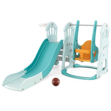 Costway 4-in-1 Indoor Playground Slide and Swing Set