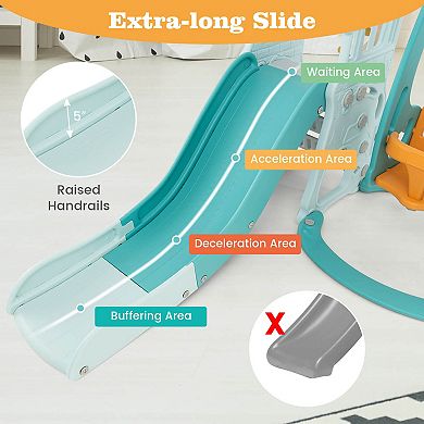 Costway 4-in-1 Indoor Playground Slide and Swing Set