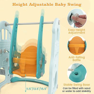 Costway 4-in-1 Indoor Playground Slide and Swing Set