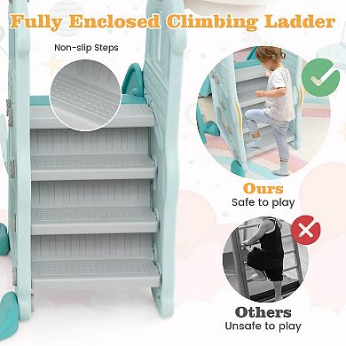 Costway 4-in-1 Indoor Playground Slide and Swing Set