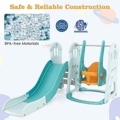 Costway 4-in-1 Indoor Playground Slide and Swing Set