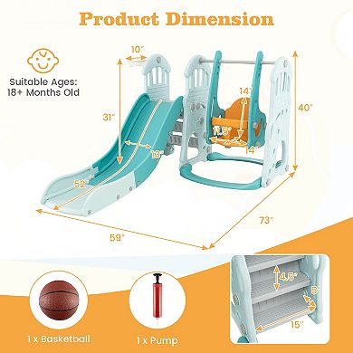 Costway 4-in-1 Indoor Playground Slide and Swing Set