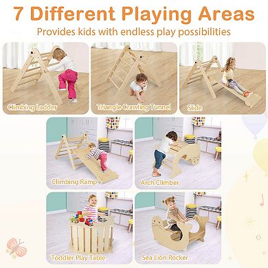 Costway 7-in-1 Indoor Climbing Toys with Reversible Ramp and Rocker