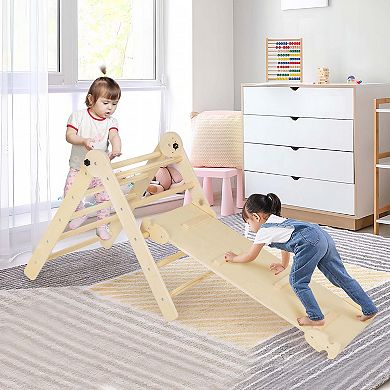 Costway 3-in-1 Foldable & Height-Adjustable Triangular Climbing Toys Set