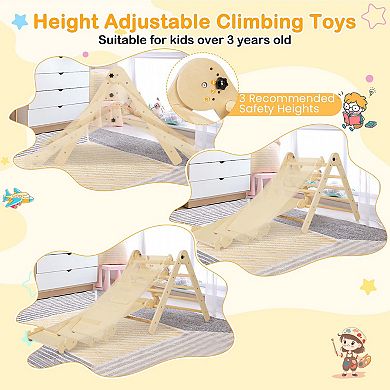 Costway 3-in-1 Foldable & Height-Adjustable Triangular Climbing Toys Set