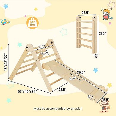 Costway 3-in-1 Foldable & Height-Adjustable Triangular Climbing Toys Set