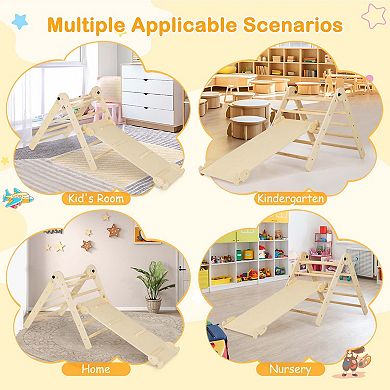 Costway 3-in-1 Foldable & Height-Adjustable Triangular Climbing Toys Set
