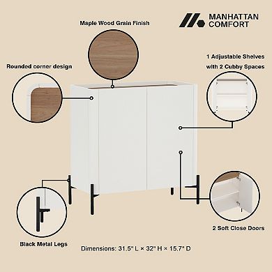 MANHATTAN COMFORT Abbey Modern Adjustable 2-Shelf Accent Cabinet