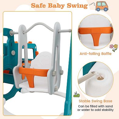 Costway 5-in-1 Toddler Slide, Swing and Basketball Hoop Set