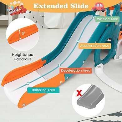 Costway 5-in-1 Toddler Slide, Swing and Basketball Hoop Set