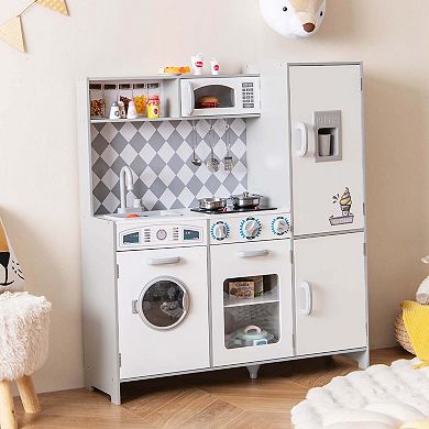 Costway Kids Kitchen Playset with Realistic Lights & Sounds