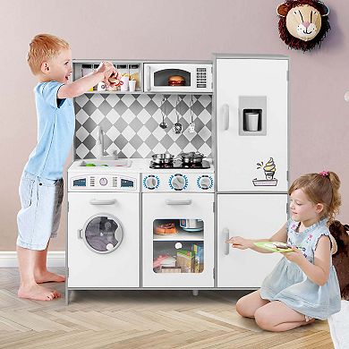 Costway Kids Kitchen Playset with Realistic Lights & Sounds
