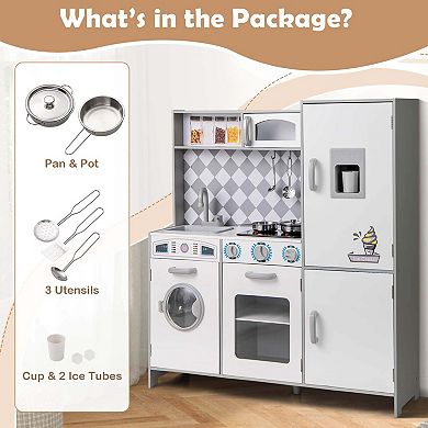Costway Kids Kitchen Playset with Realistic Lights & Sounds