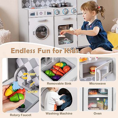 Costway Kids Kitchen Playset with Realistic Lights & Sounds