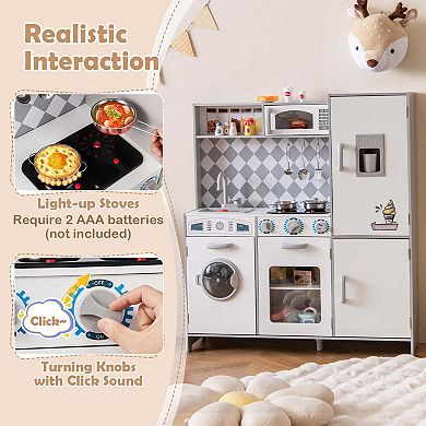 Costway Kids Kitchen Playset with Realistic Lights & Sounds