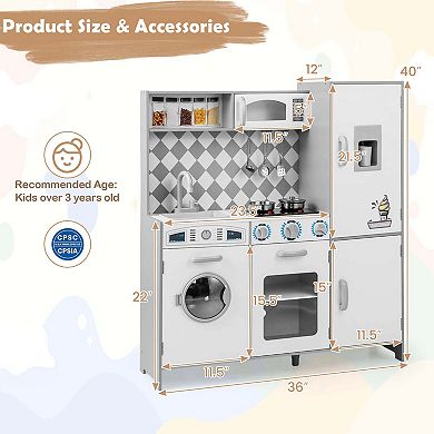 Costway Kids Kitchen Playset with Realistic Lights & Sounds