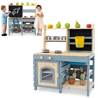 Costway 2-In-1 Outdoor Mud Kitchen with Faucet and Removable Sink