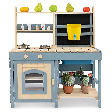 Costway 2-In-1 Outdoor Mud Kitchen with Faucet and Removable Sink