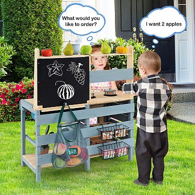 Costway 2-In-1 Outdoor Mud Kitchen with Faucet and Removable Sink