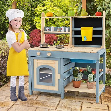 Costway 2-In-1 Outdoor Mud Kitchen with Faucet and Removable Sink