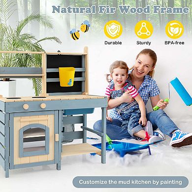 Costway 2-In-1 Outdoor Mud Kitchen with Faucet and Removable Sink