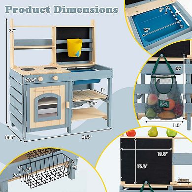 Costway 2-In-1 Outdoor Mud Kitchen with Faucet and Removable Sink