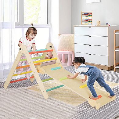 Costway 3-in-1 Triangular Climbing Toys Foldable & Height-Adjustable Triangle Set