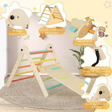 Costway 3-in-1 Triangular Climbing Toys Foldable & Height-Adjustable Triangle Set