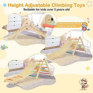 Costway 3-in-1 Triangular Climbing Toys Foldable & Height-Adjustable Triangle Set