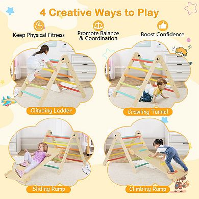 Costway 3-in-1 Triangular Climbing Toys Foldable & Height-Adjustable Triangle Set