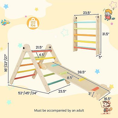 Costway 3-in-1 Triangular Climbing Toys Foldable & Height-Adjustable Triangle Set