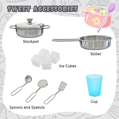 Costway Kid's Pretend Play Kitchen Playset with Blackboard